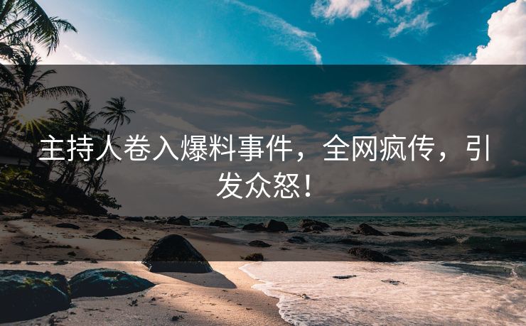 主持人卷入爆料事件，全网疯传，引发众怒！
