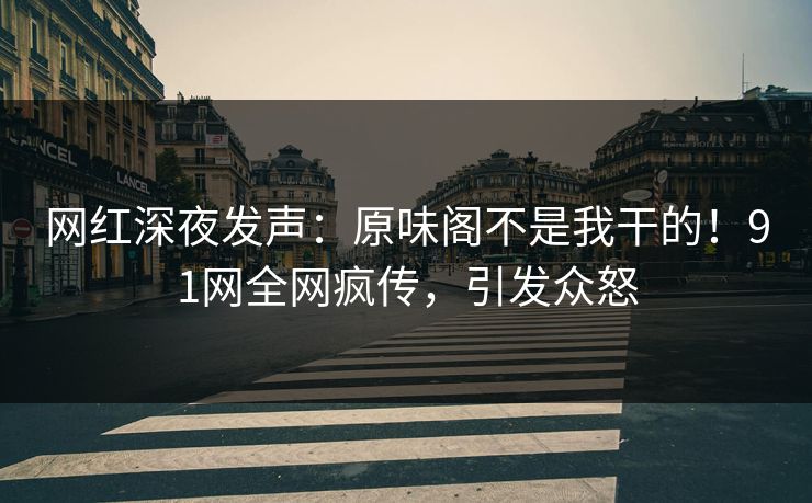 网红深夜发声：原味阁不是我干的！91网全网疯传，引发众怒