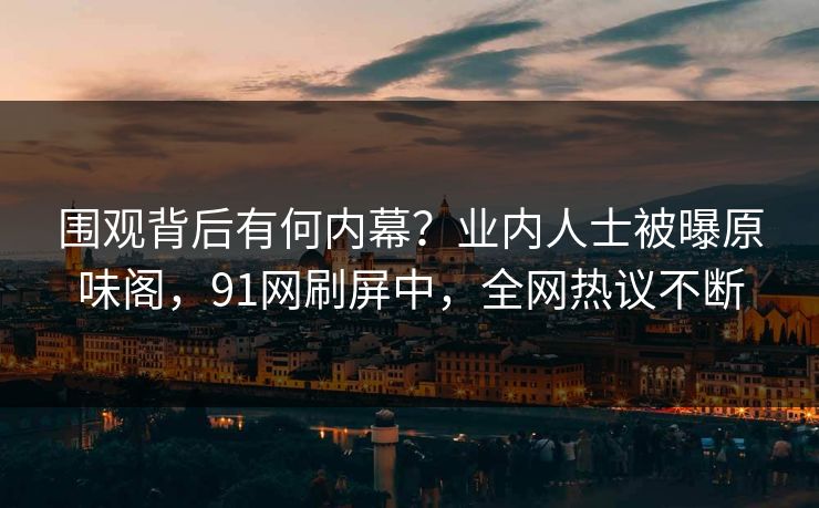 围观背后有何内幕？业内人士被曝原味阁，91网刷屏中，全网热议不断