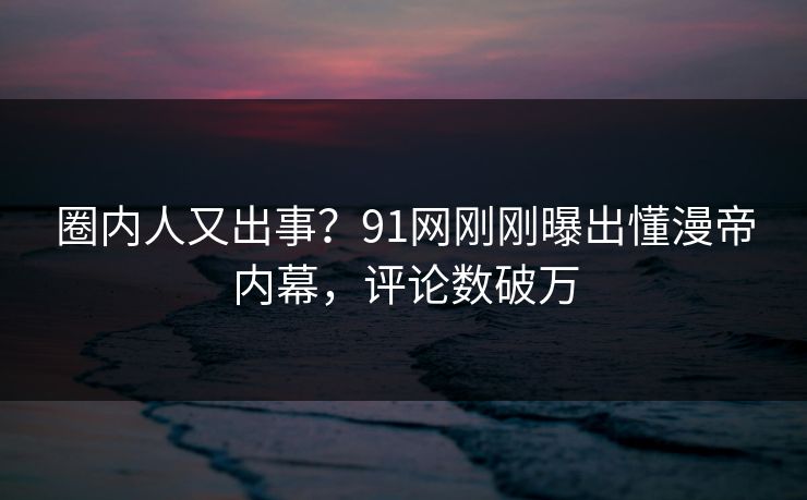 圈内人又出事？91网刚刚曝出懂漫帝内幕，评论数破万